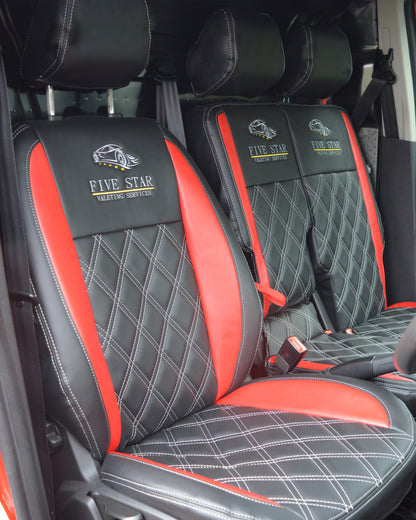 Ford Transit Connect - Black & Red Quilted Diamonds