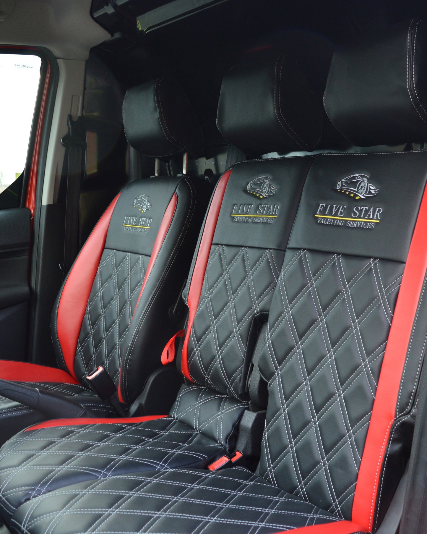 Ford Transit Connect - Black & Red Quilted Diamonds