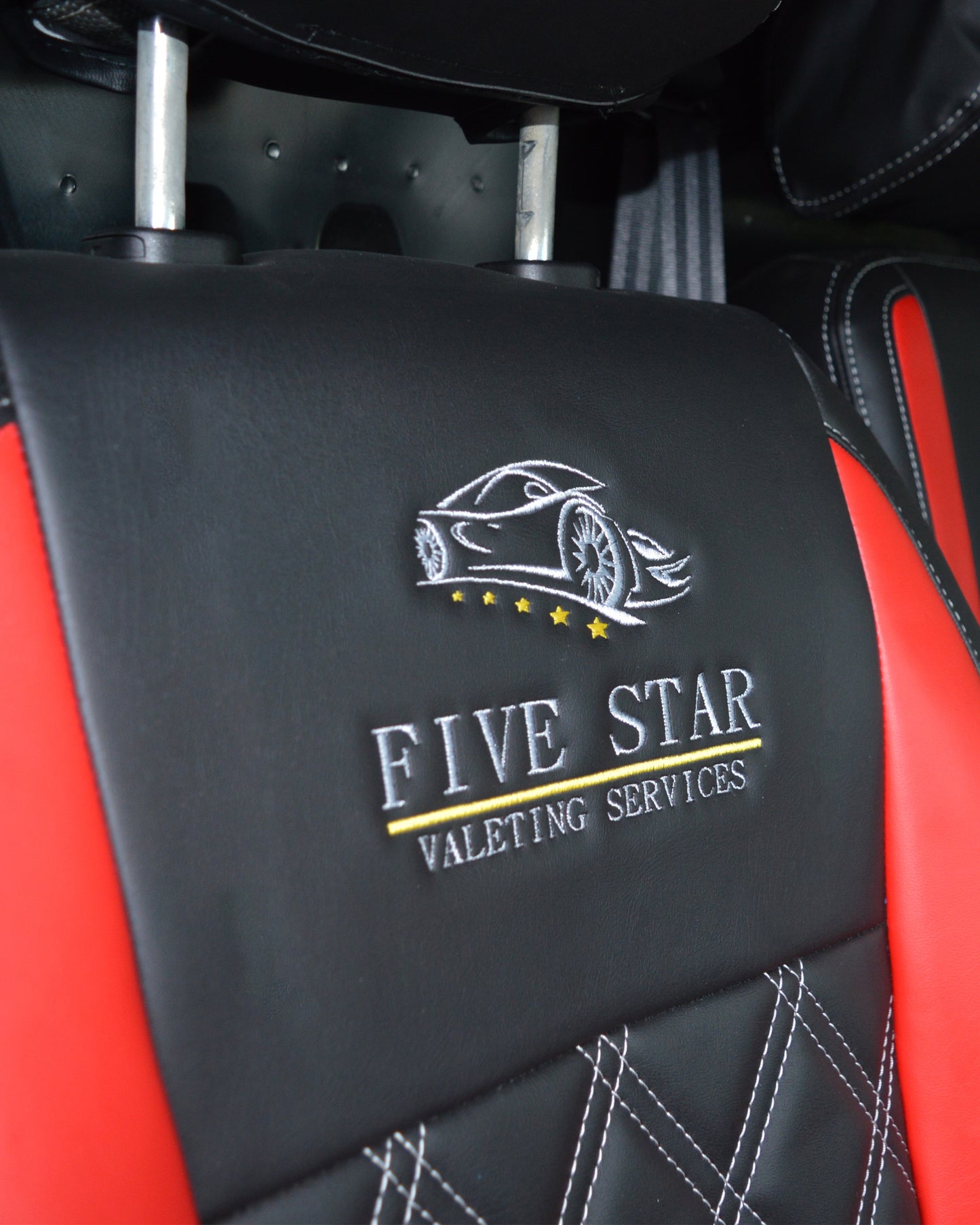 Ford Transit Connect - Black & Red Quilted Diamonds