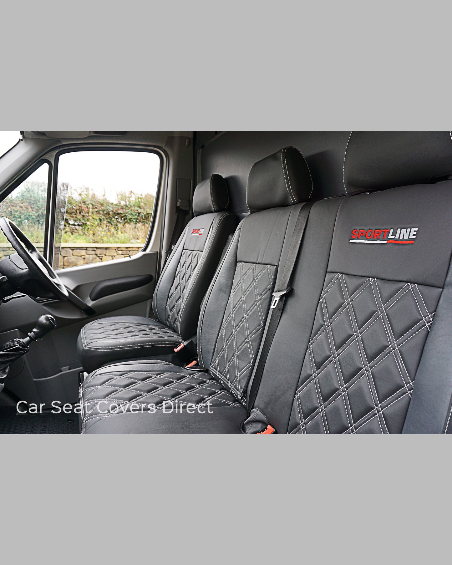 Volkswagen VW Crafter Tailored Sportline Seat Covers - Charcoal & Pewtner Grey With Diamonds