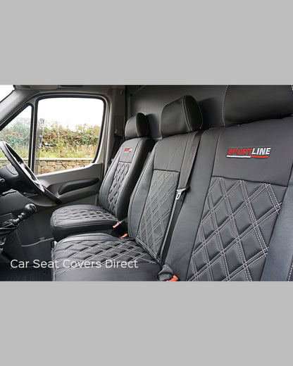 Volkswagen VW Crafter Tailored Sportline Seat Covers - Charcoal & Pewtner Grey With Diamonds