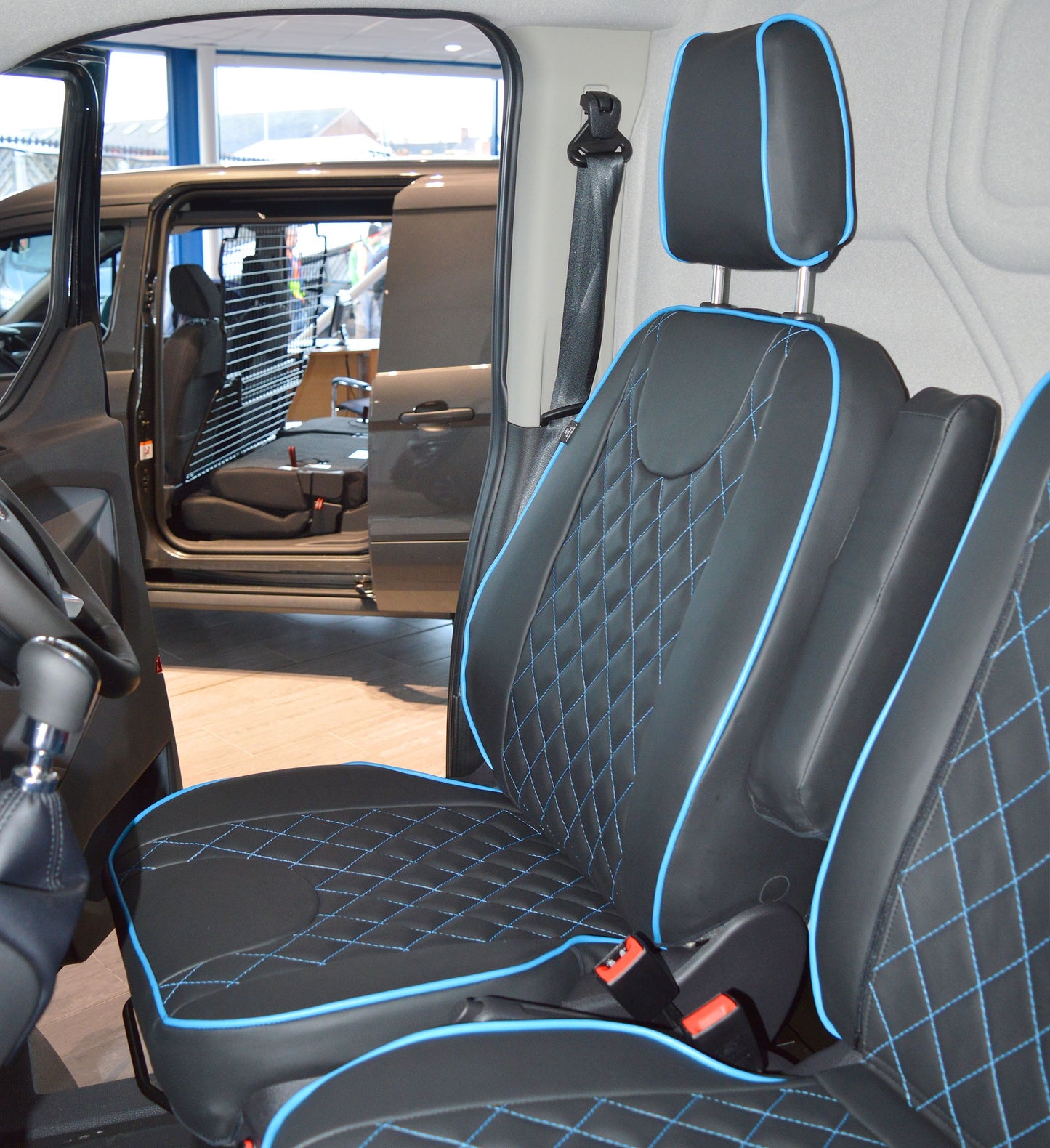 Ford Transit - Black Leatherette & Blue Piping
