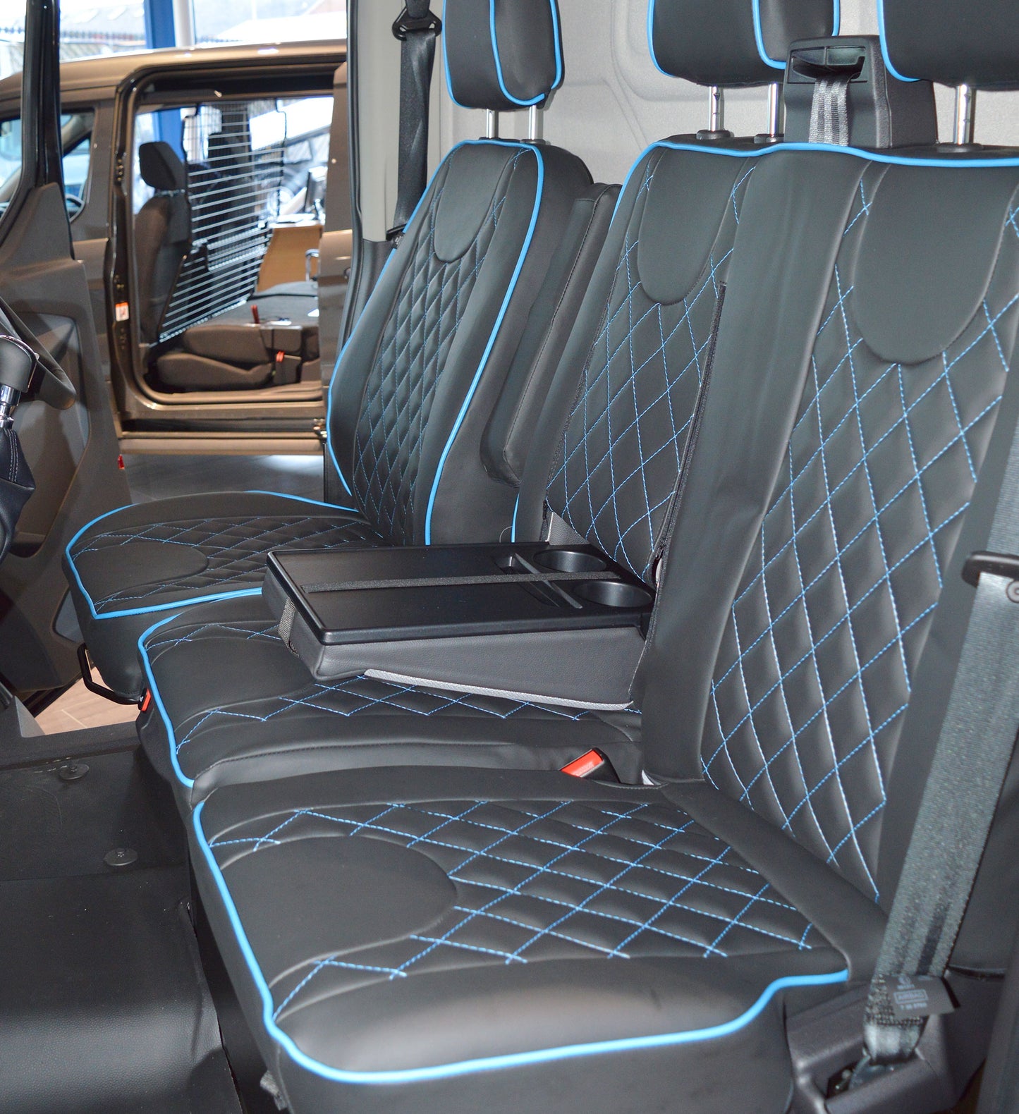 Ford Transit - Black Leatherette & Blue Piping