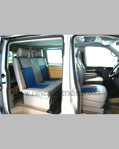 VW T5 California Seat Covers | Grey & Blue Leatherette UK Made