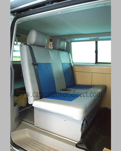 VW T5 California Seat Covers | Grey & Blue Leatherette UK Made