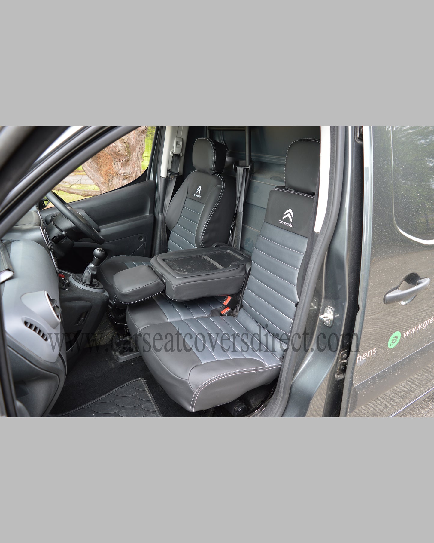 Citroen Berlingo Tailored Quilted Seat Covers - Charcoal & Modena Grey & Logos