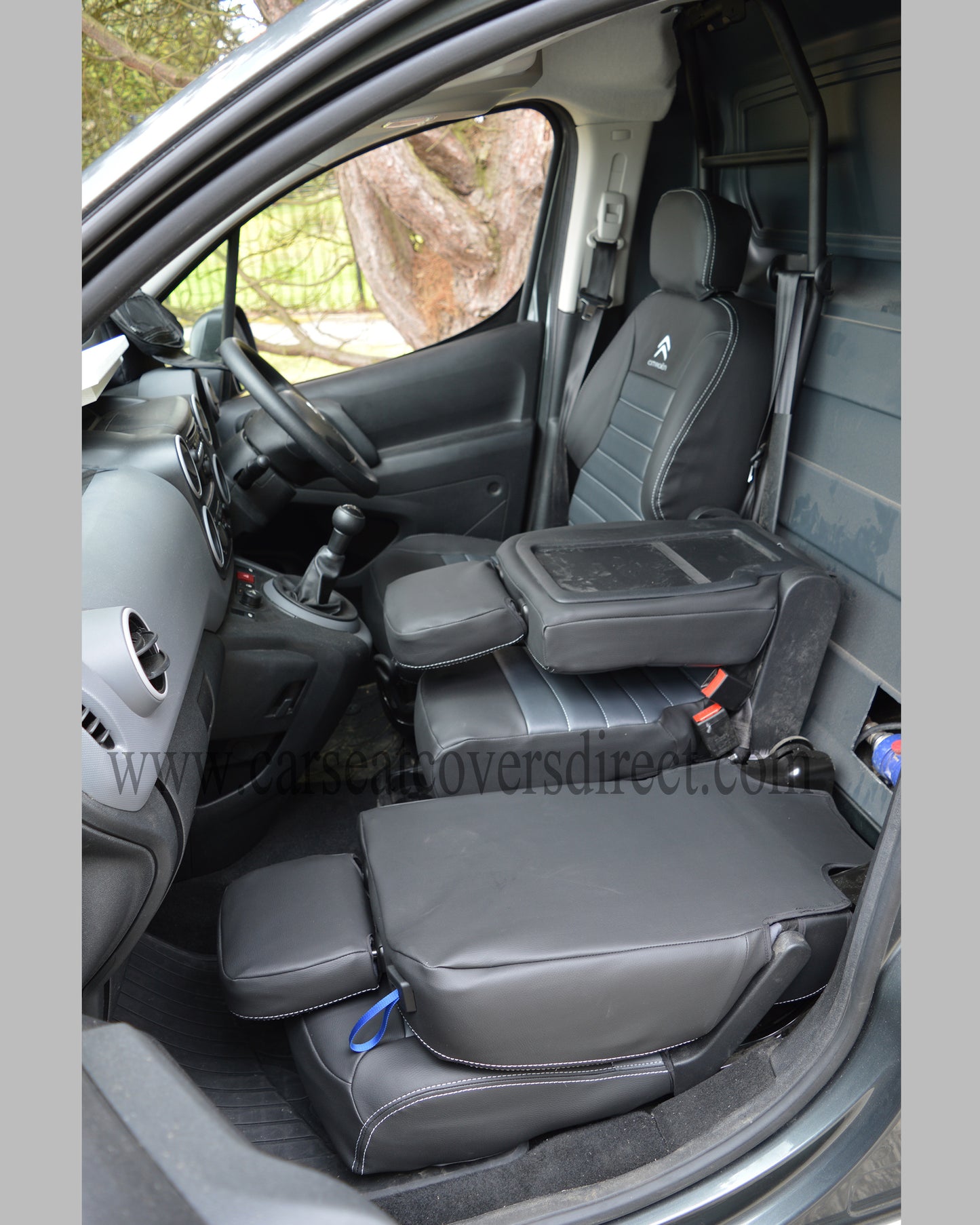 Peugeot Partner Tailored Quilted Van Seat Covers - Charcoal & Chairmen Grey