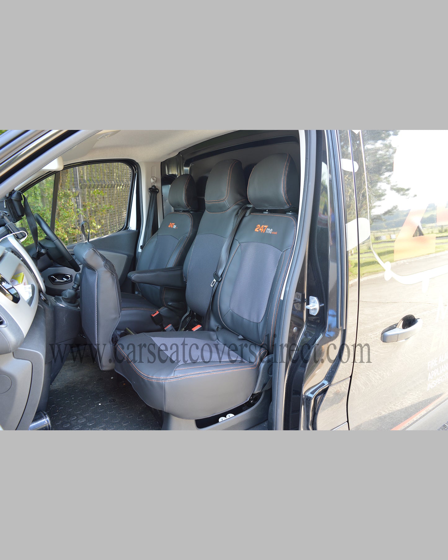 Opel Vivaro Seat Covers - Black Leatherette with Cloth Centres (3rd Gen)