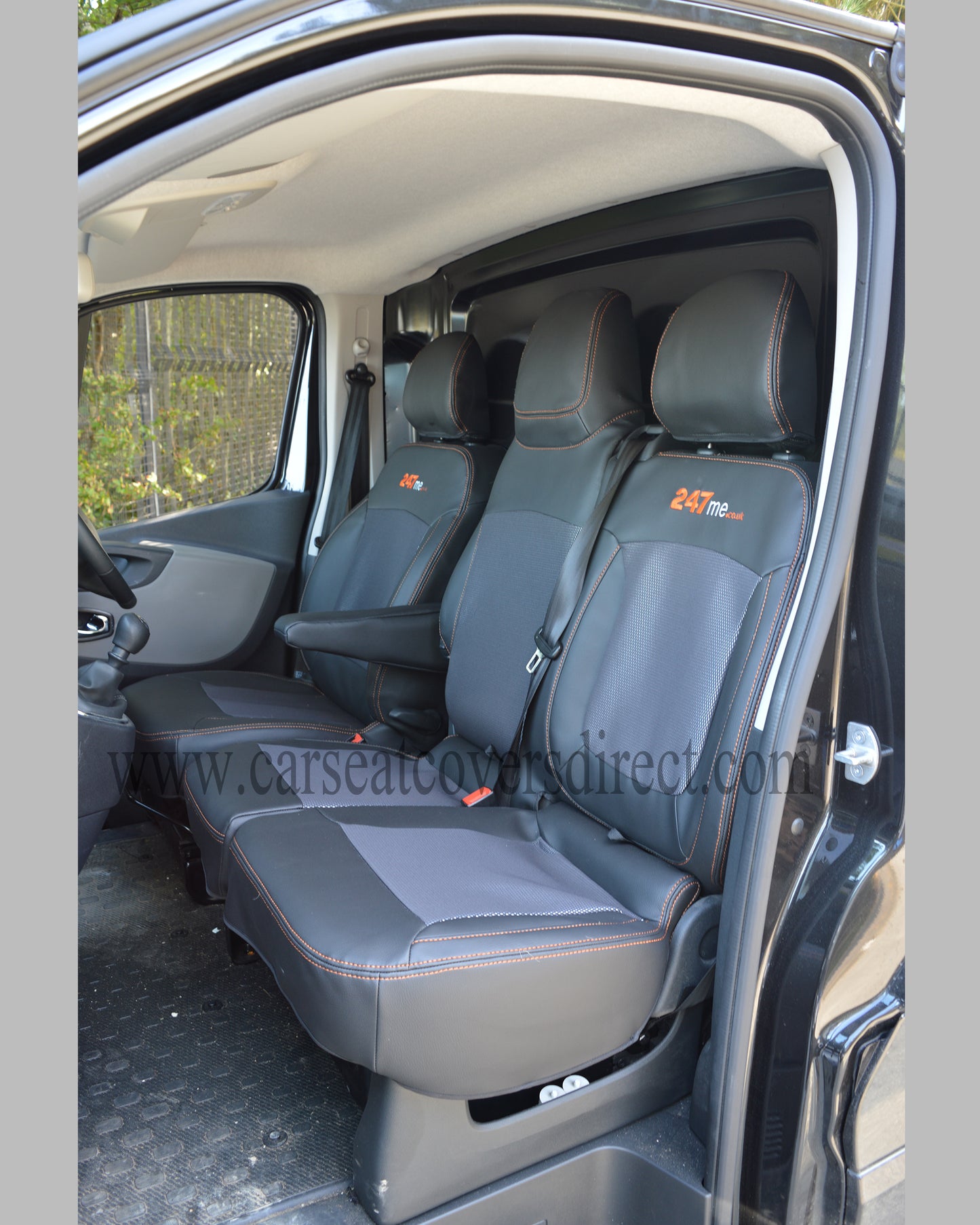 Opel Vivaro Seat Covers - Black Leatherette with Cloth Centres (3rd Gen)