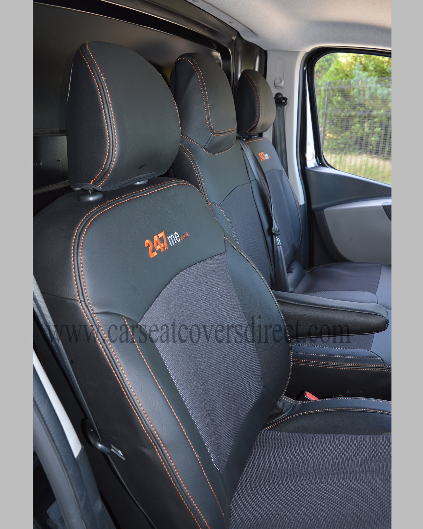Opel Vivaro Seat Covers - Black Leatherette with Cloth Centres (3rd Gen)