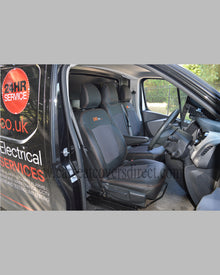 Opel Vivaro Seat Covers - Black Leatherette with Cloth Centres (3rd Gen)
