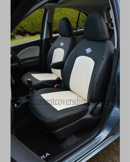 Nissan Micra K13 Tailored Seat Covers - Charcoal With Bergamo Beige Centres