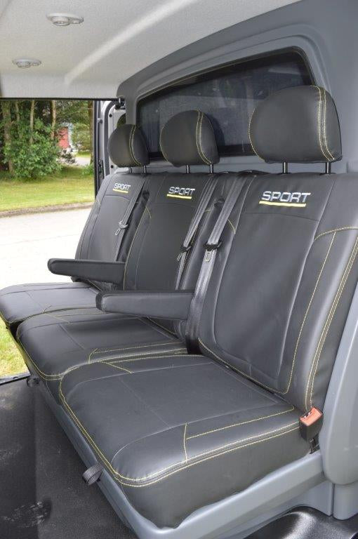 Vauxhall / Opel Vivaro - Black Leatherette Covers With Yellow Stitching & Logo