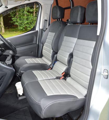 Peugeot Partner Tailored Quilted Van Seat Covers - Charcoal & Chairmen Grey