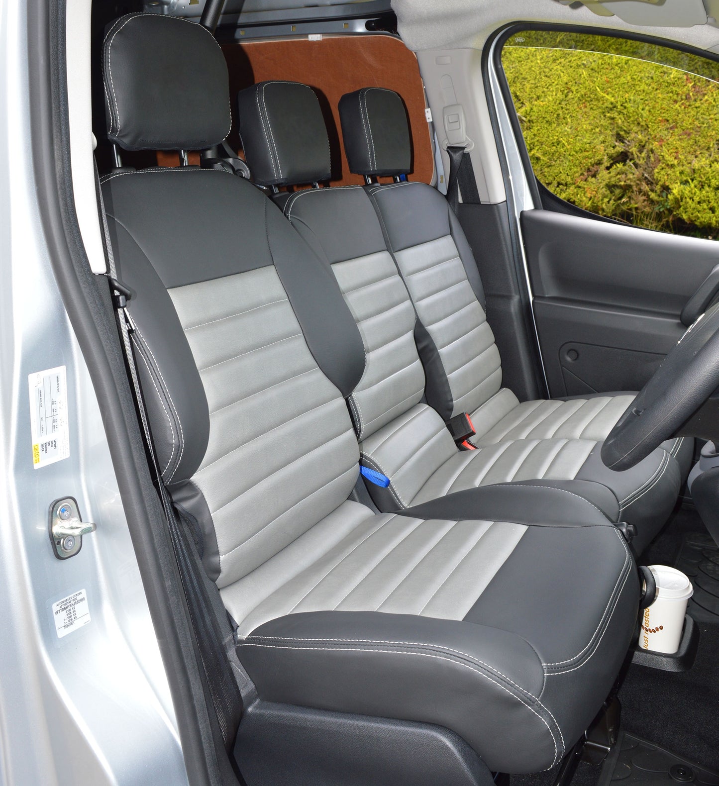 Citroen Berlingo Tailored Quilted Van Seat Covers - Charcoal & Chairmen Grey