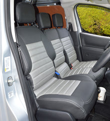 Peugeot Partner Tailored Quilted Van Seat Covers - Charcoal & Chairmen Grey