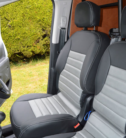Citroen Berlingo Tailored Quilted Van Seat Covers - Charcoal & Chairmen Grey