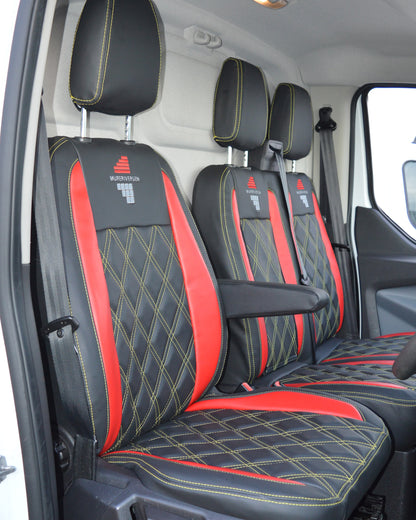 Ford Transit - Black & Red Inserts With Yellow Stitching