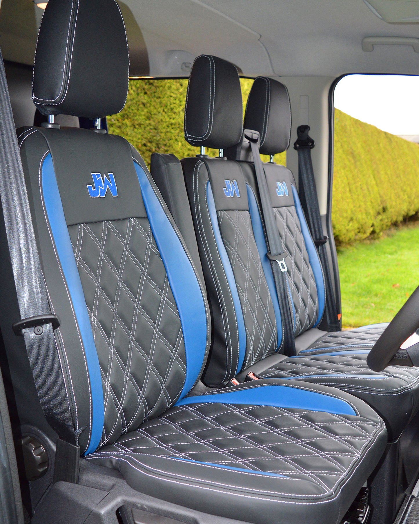Ford Transit - Blue Inserts & Silver Diamond Quilting