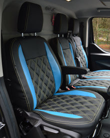Ford Transit Seat Covers - Black With Blue Inserts