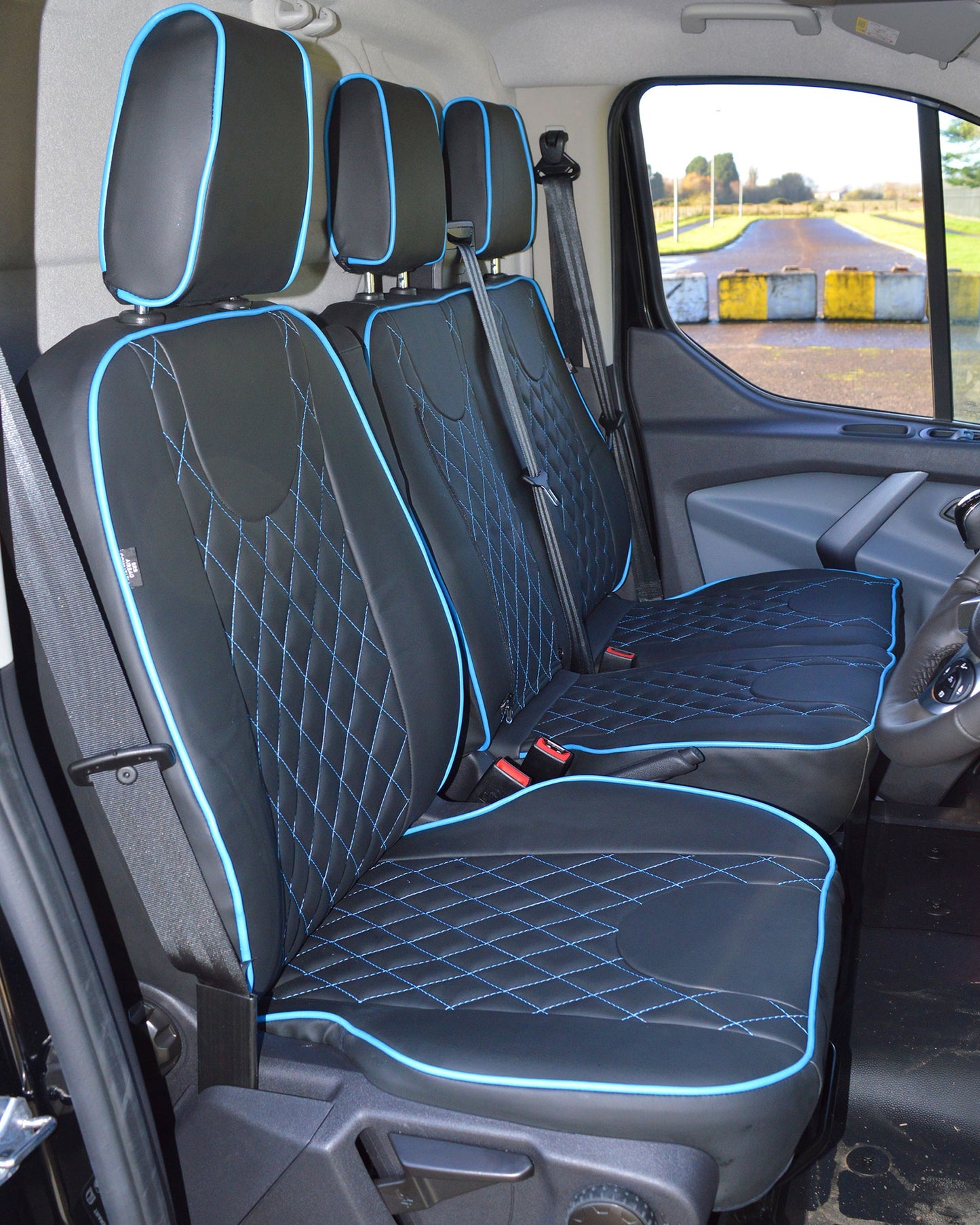 Ford Transit - Black Leatherette & Blue Piping