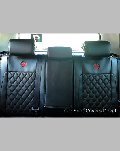 Volkswagen VW Golf MK5 / MK6 Tailored Seat Covers - Black with Diamonds & Red Stitching
