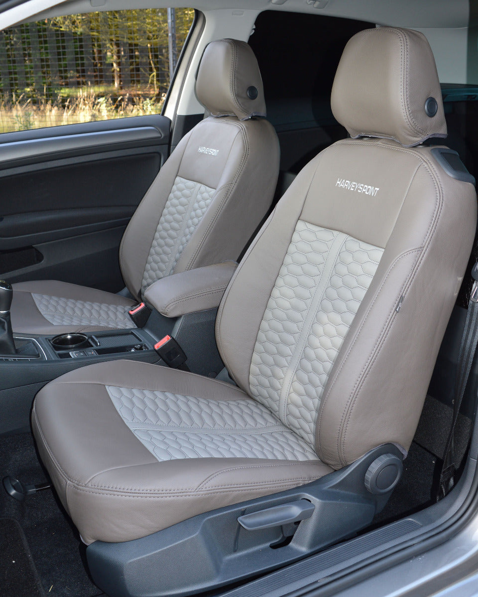 Volkswagen VW Golf MK7 Seat Covers - Leather Brown with Cream Honeycomb Centre