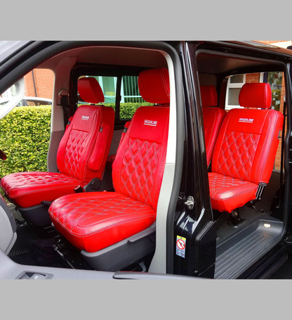 Volkswagen Transporter T5  Kombi Seat Covers Red Diamond Quilted