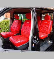 VW Transporter T6 Highline Kombi Seat Covers Red Diamond Quilted