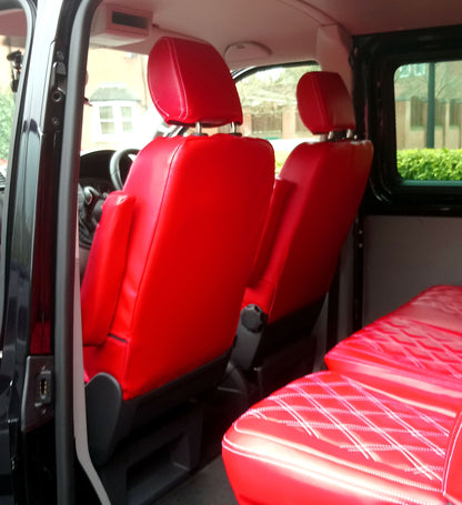 Volkswagen Transporter T5  Kombi Seat Covers Red Diamond Quilted