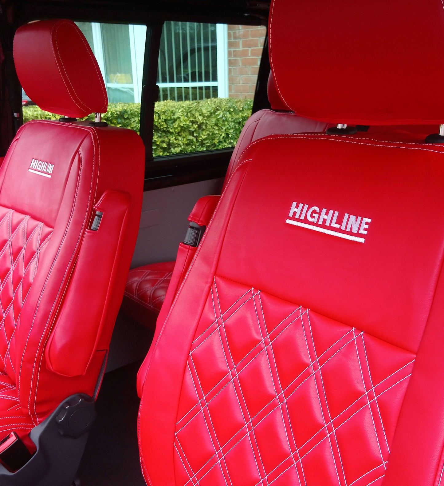 VW Transporter T6 Highline Kombi Seat Covers Red Diamond Quilted
