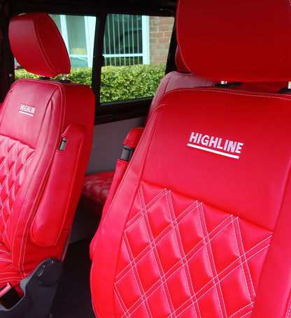 VW Transporter T6 Highline Kombi Seat Covers Red Diamond Quilted