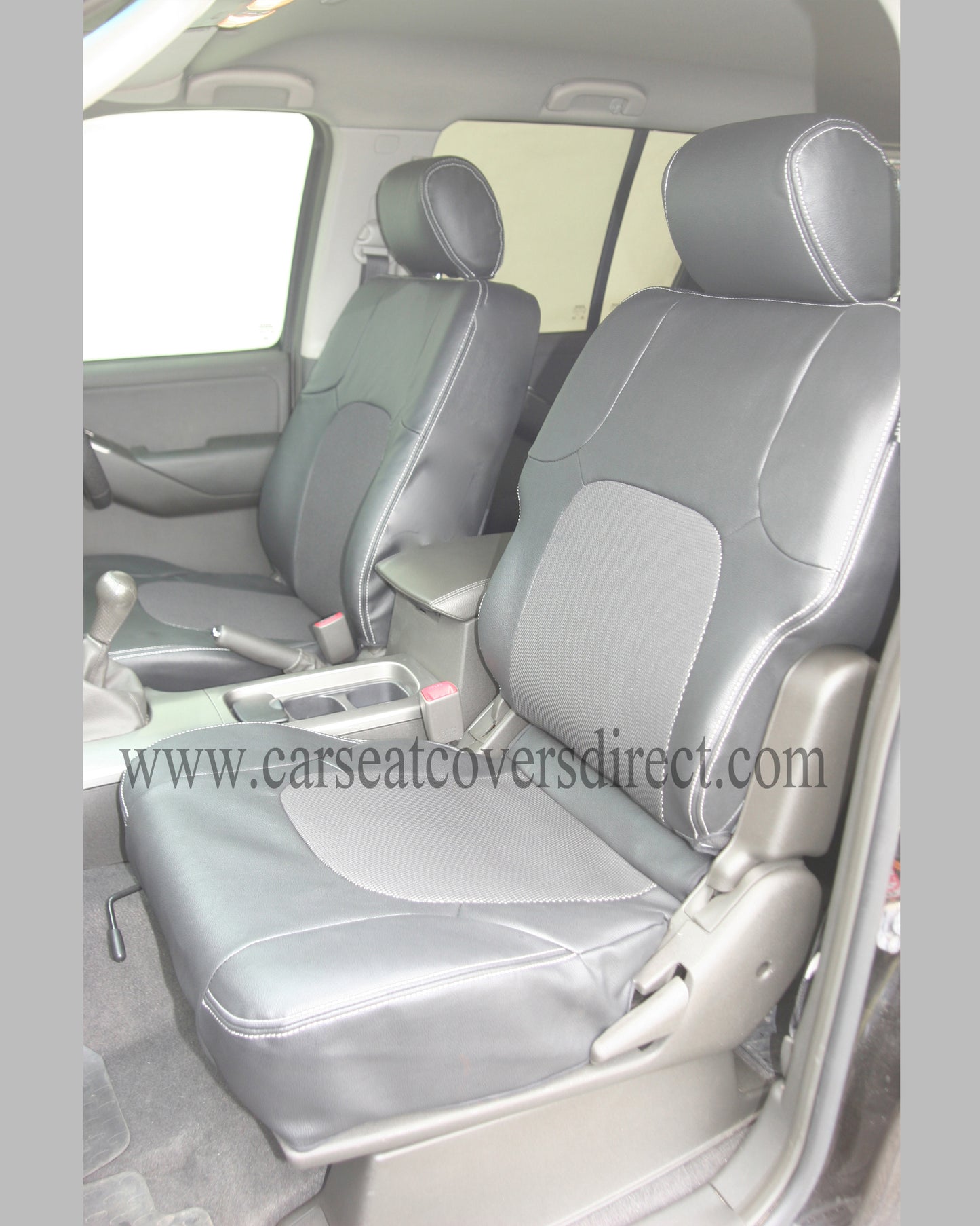 Nissan PATHFINDER Family Pack Seat Covers 5 seats including Leather stitching and logos.