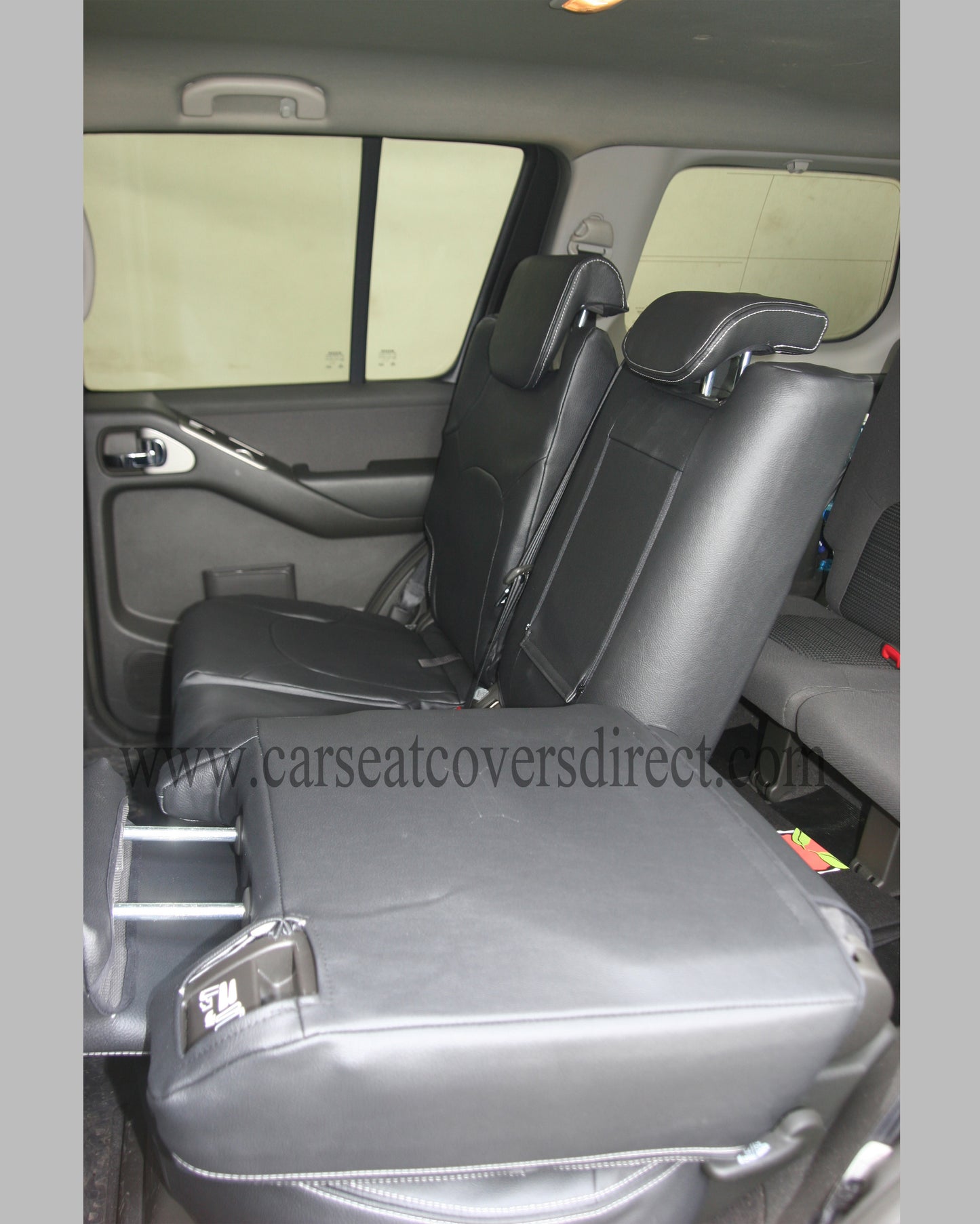 Nissan PATHFINDER Family Pack Seat Covers 5 seats including Leather stitching and logos.