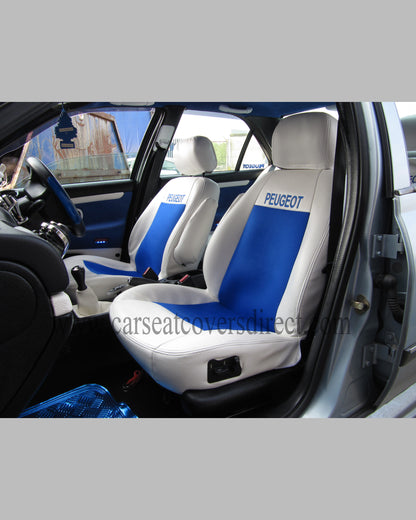 Peugeot 406 White And Blue Leatherette Seat Covers