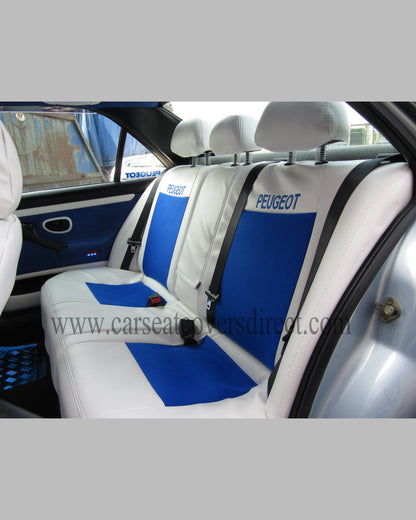 Peugeot 406 White And Blue Leatherette Seat Covers