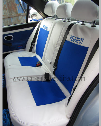 Peugeot 406 White And Blue Leatherette Seat Covers