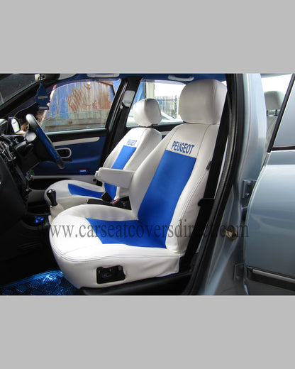 Peugeot 406 White And Blue Leatherette Seat Covers