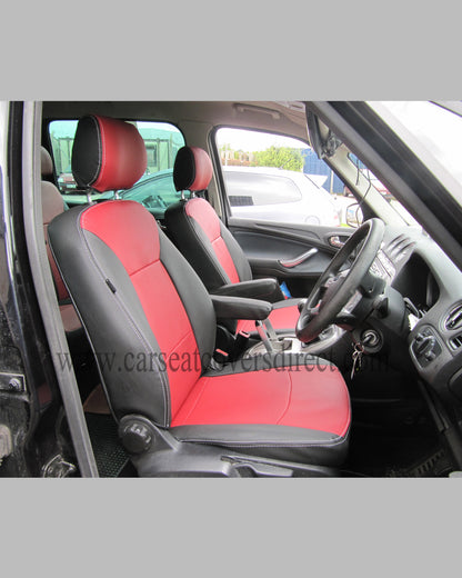 Ford Galaxy 3rd Gen Black & Red Leatherette Seat Covers