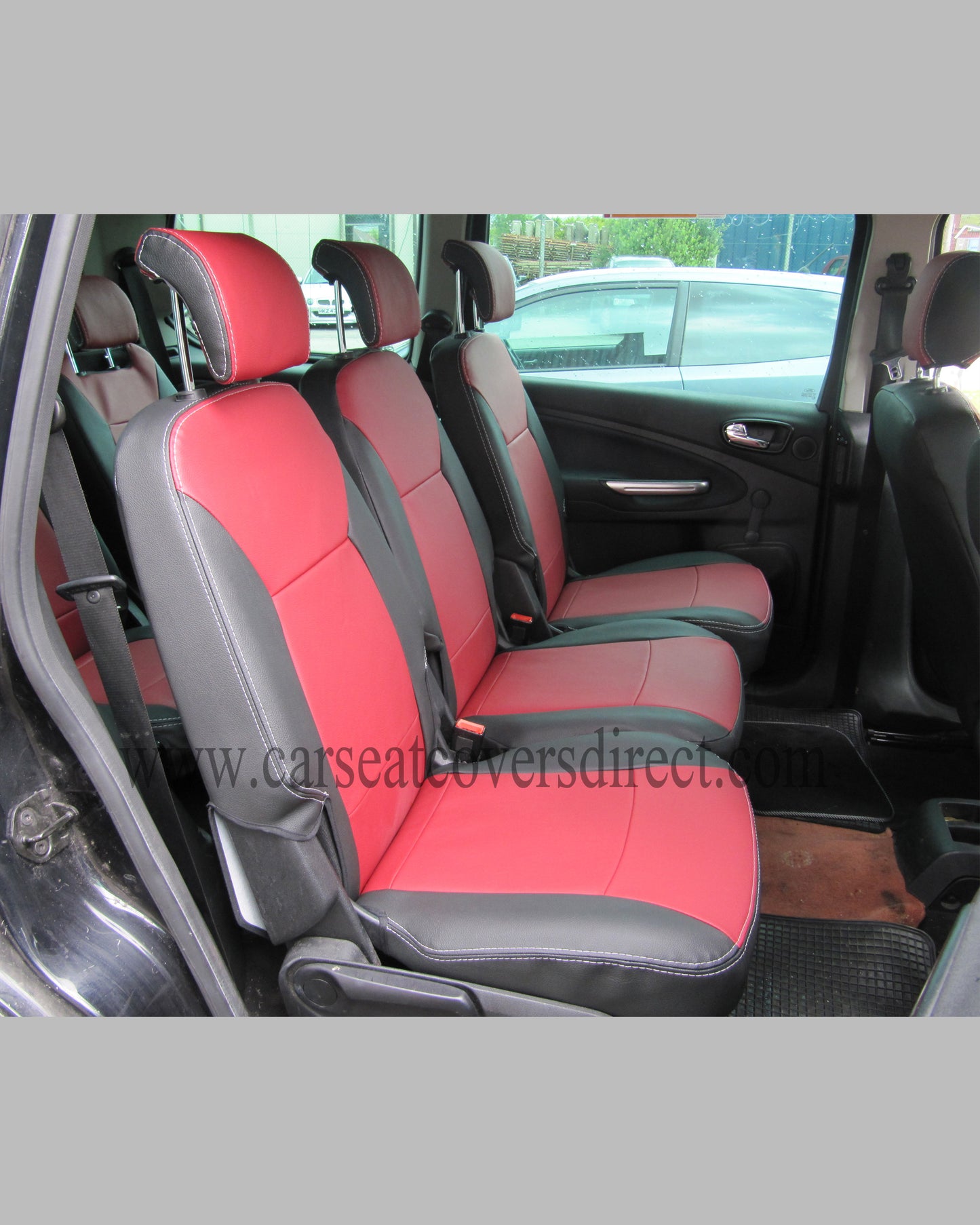 Ford Galaxy 3rd Gen Black & Red Leatherette Seat Covers