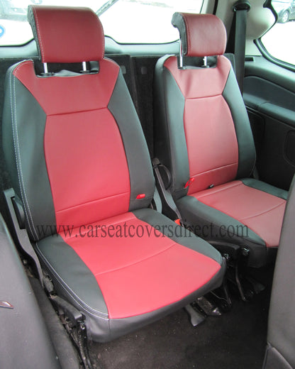 Ford Galaxy 3rd Gen Black & Red Leatherette Seat Covers