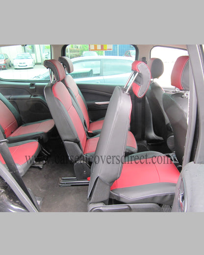 Ford Galaxy 3rd Gen Black & Red Leatherette Seat Covers
