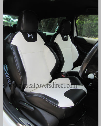 Citroen DS3 Seat Covers - Black & White with Logos 2009 - 2016
