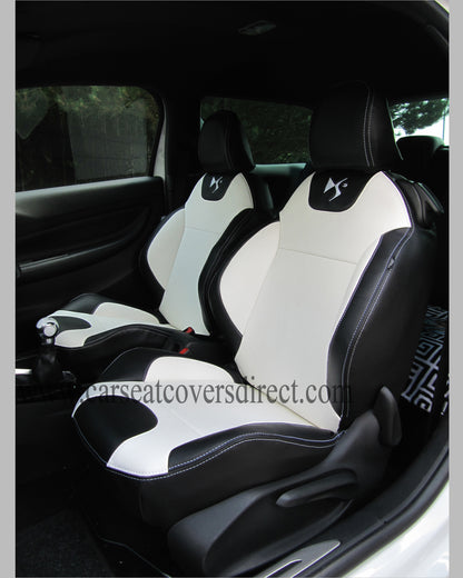 Citroen DS3 Seat Covers - Black & White with Logos 2009 - 2016