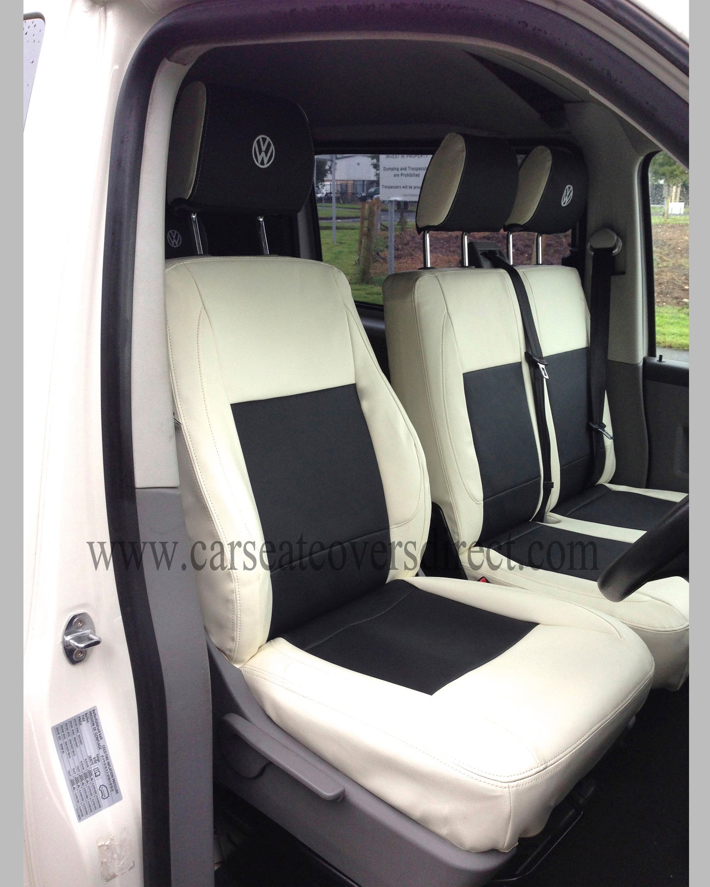 Volkswagen Transporter T6 White & Black Seat Covers