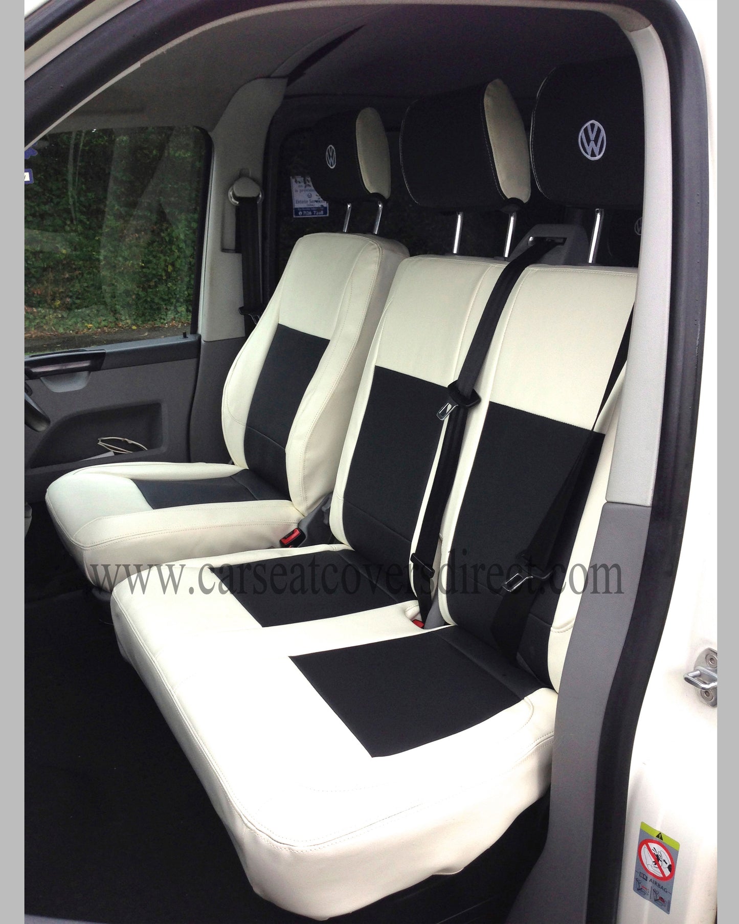 Volkswagen Transporter T6 White & Black Seat Covers