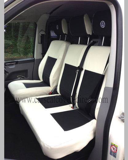 Volkswagen Transporter T6 White & Black Seat Covers