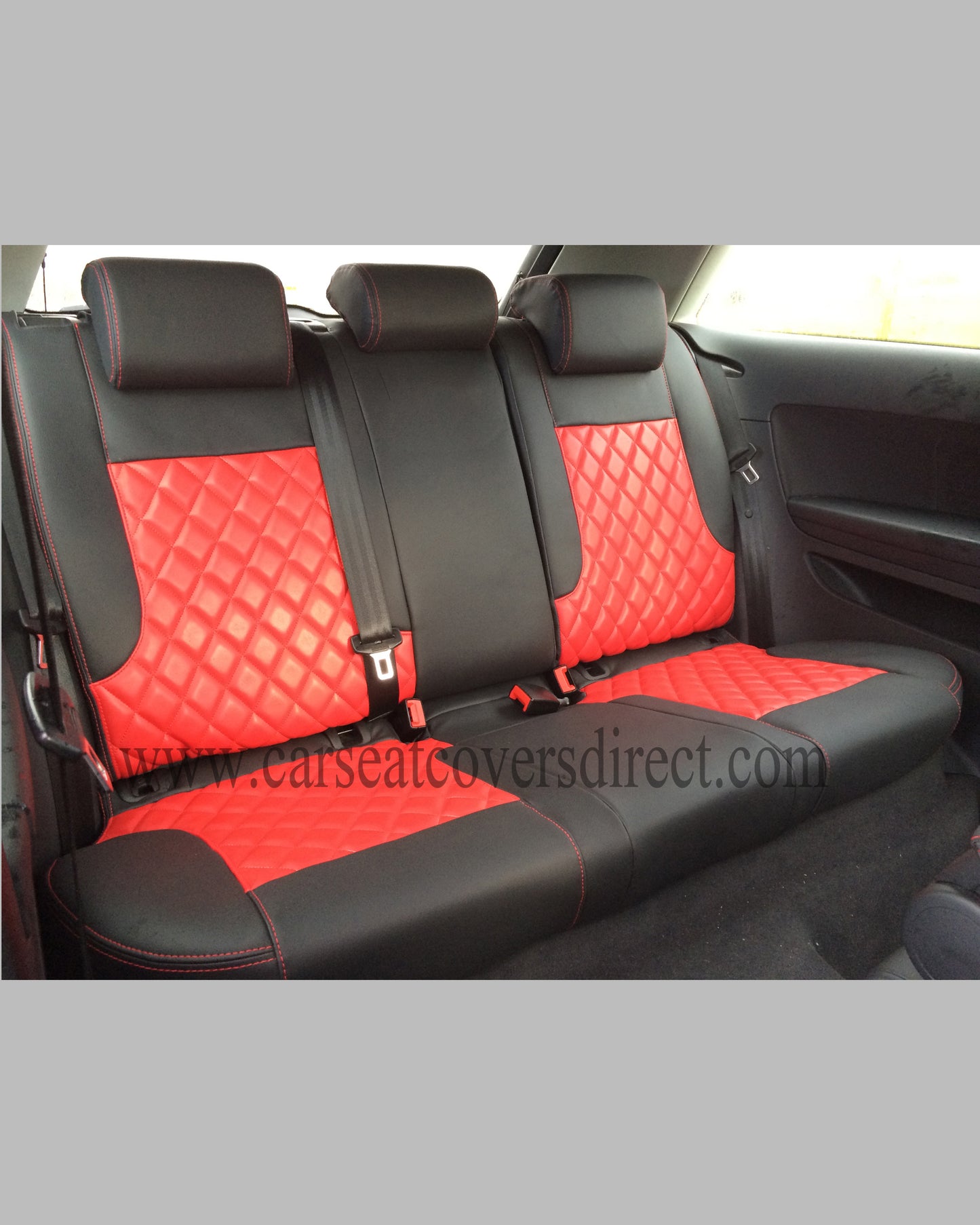 Audi A3 Seat Covers - Black & Red Diamond Stitched