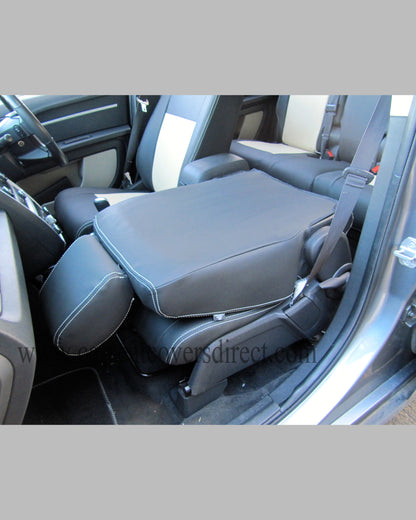 car Seat Covers DODGE JOURNEY. Charcoal leatherette Sides & Beige Centers and Beige Stitching.