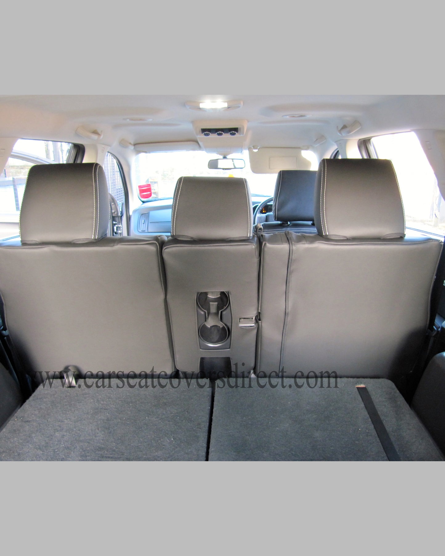 car Seat Covers DODGE JOURNEY. Charcoal leatherette Sides & Beige Centers and Beige Stitching.